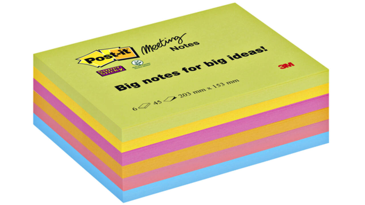 Memoblok Post-it 8645 Super Sticky 203x153mm assorti