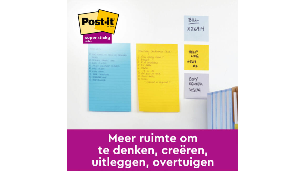 Memoblok Post-it 8645 Super Sticky 203x153mm assorti