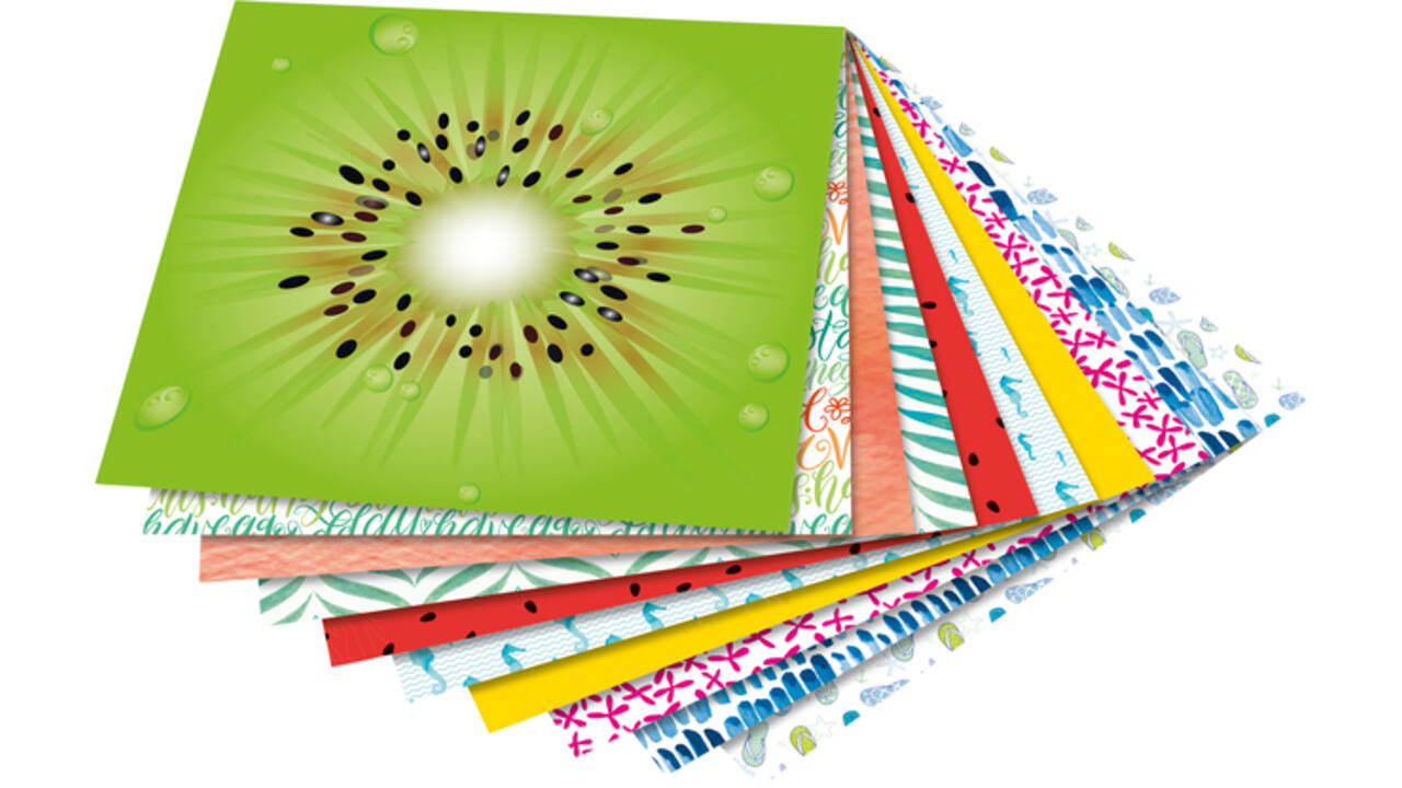 Vouwblaadjes Folia 80gr 15x15cm 50 vel 2-zijdig 10 tropical designs