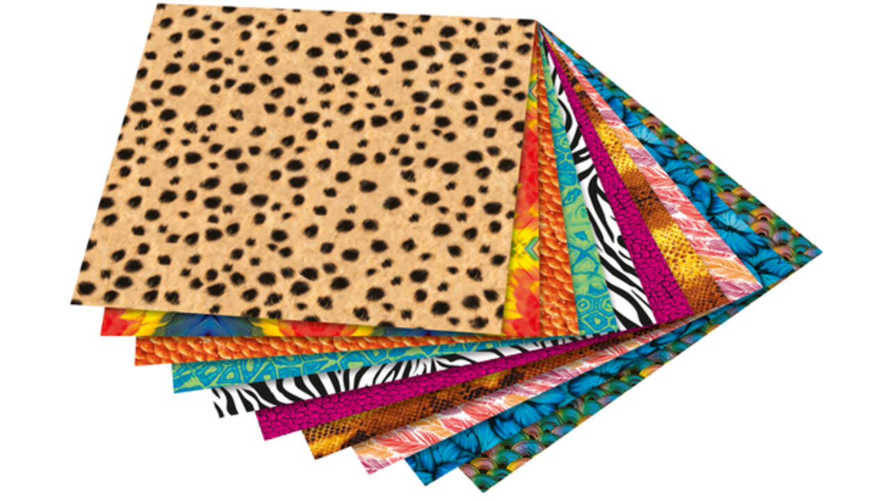 Vouwblaadjes Folia 80gr 15x15cm 50 vel 2-zijdig 10 wildlife designs