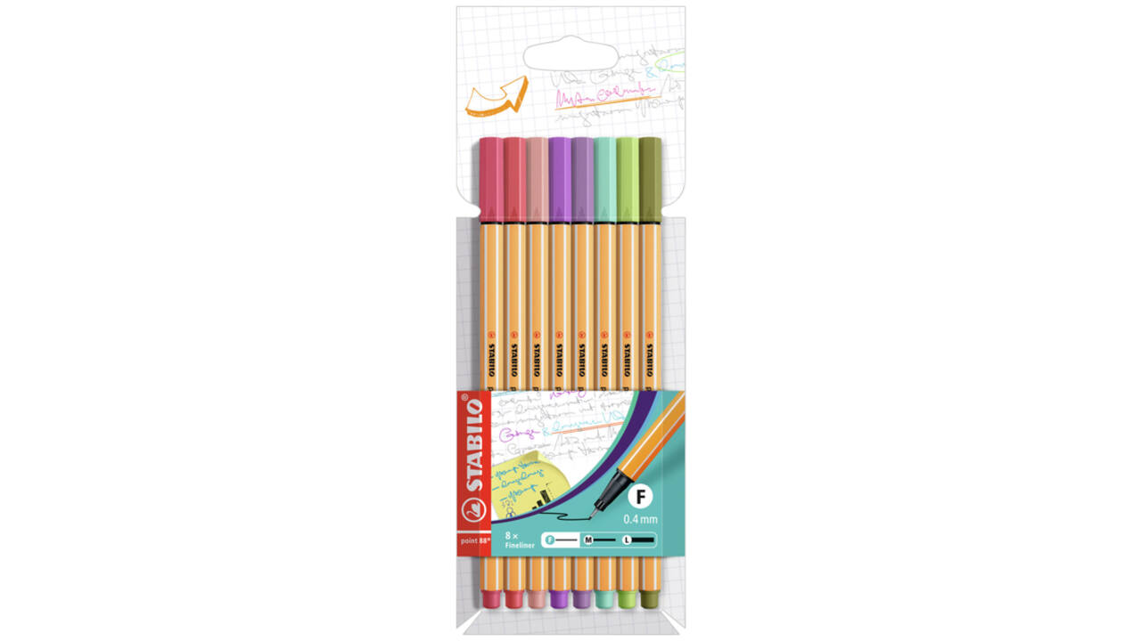 Fineliner STABILO point 88/8 fijn assorti etui à 8 stuks
