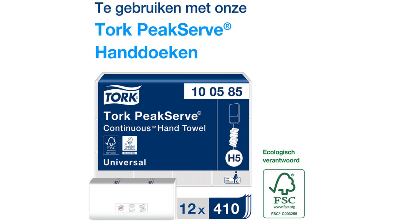 Handdoekdispenser Tork H5 Elevation PeakServe klein zwart 552558
