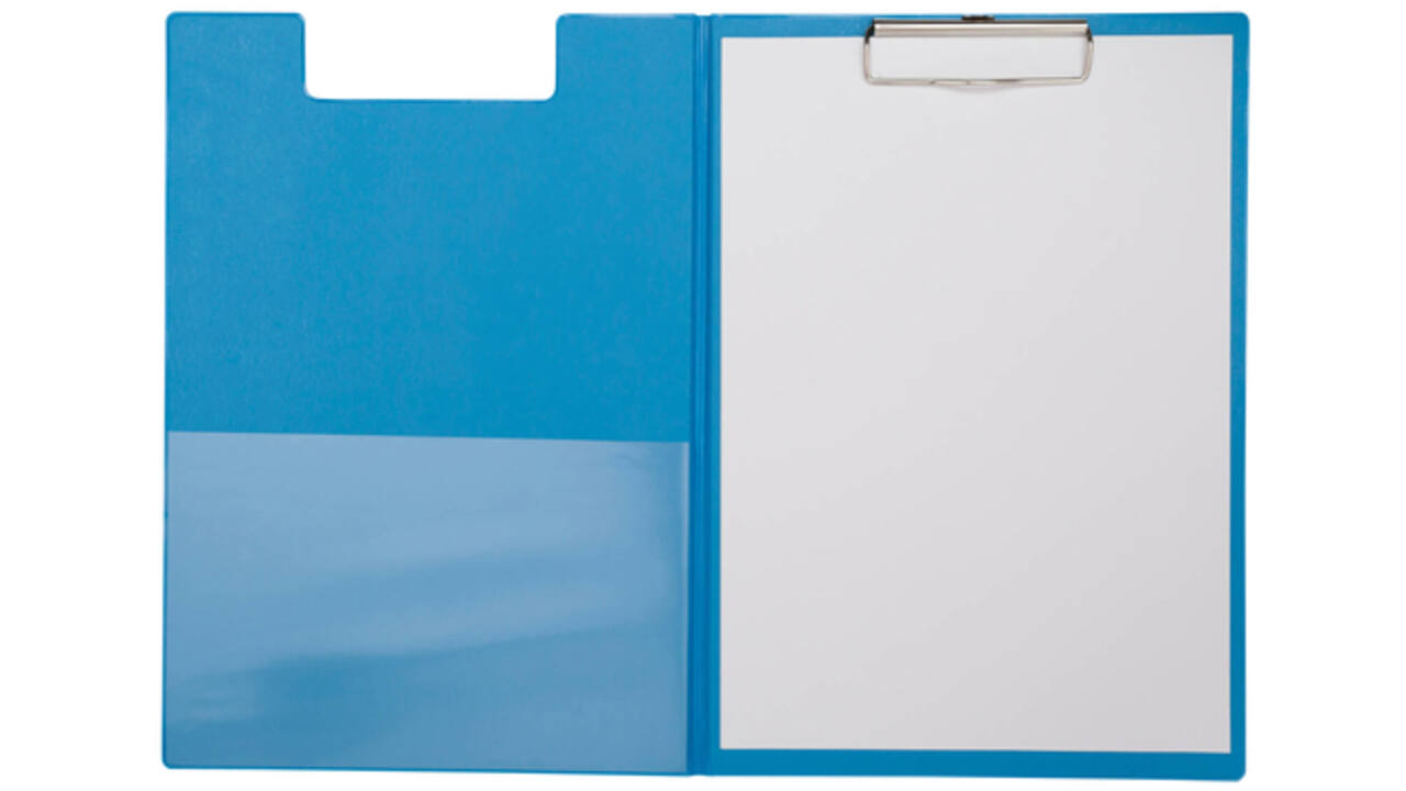 Klembordmap MAUL A4 staand met penlus PVC neon lichtblauw