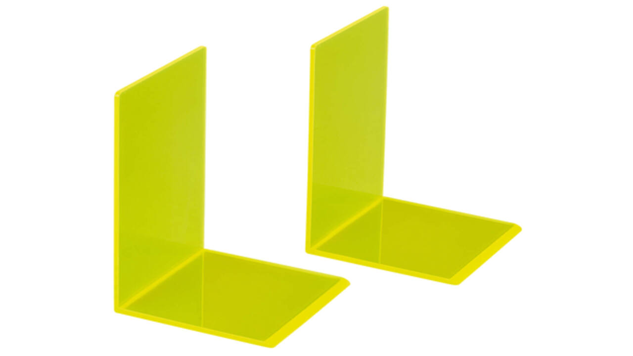 Boekensteun MAUL 10x10x13cm acryl set 2 neon geel transparant