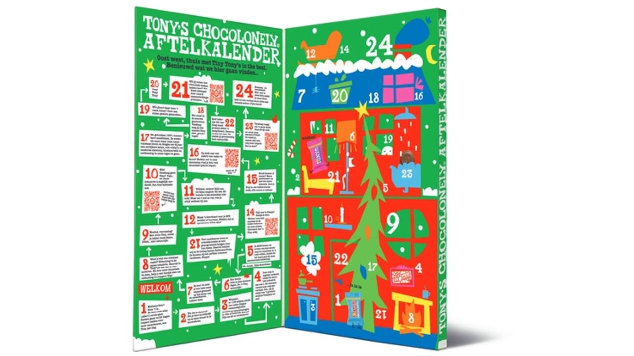 Chocolade Tony's Chocolonely Kerst big Tiny calendar 225gr assorti