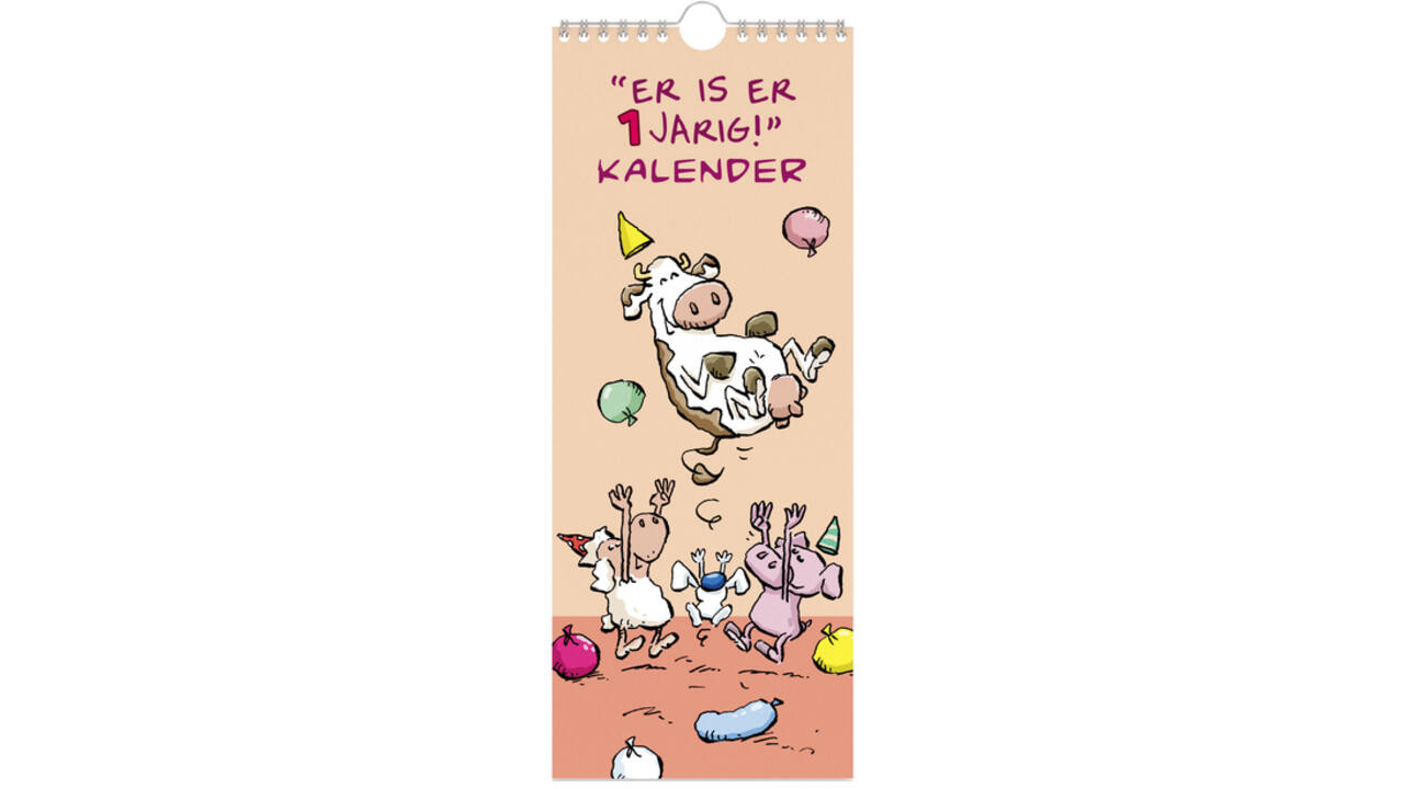 Verjaardagskalender Lannoo Ritsier 130x325mm roze