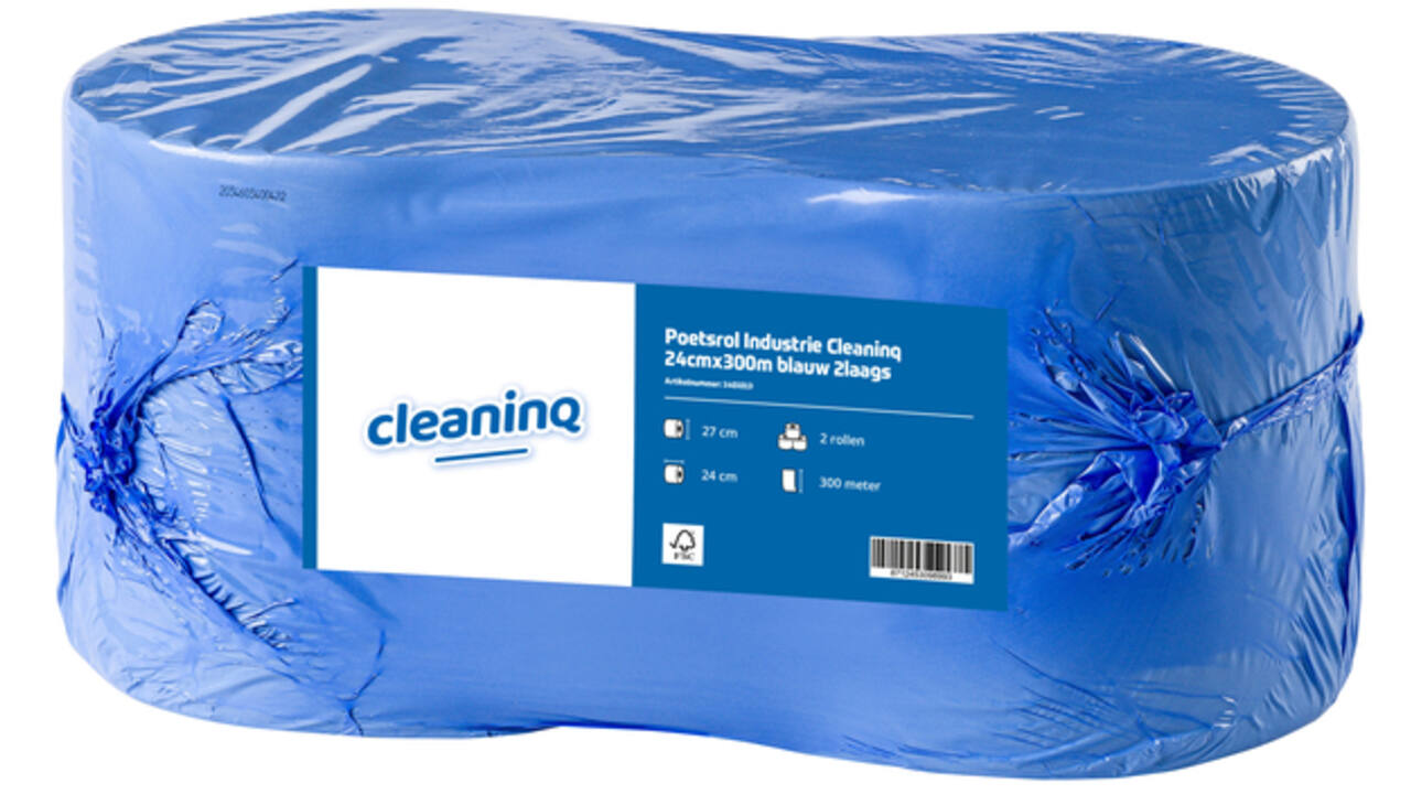 Poetsrol Industrie Cleaninq 24cmx300m blauw 2l