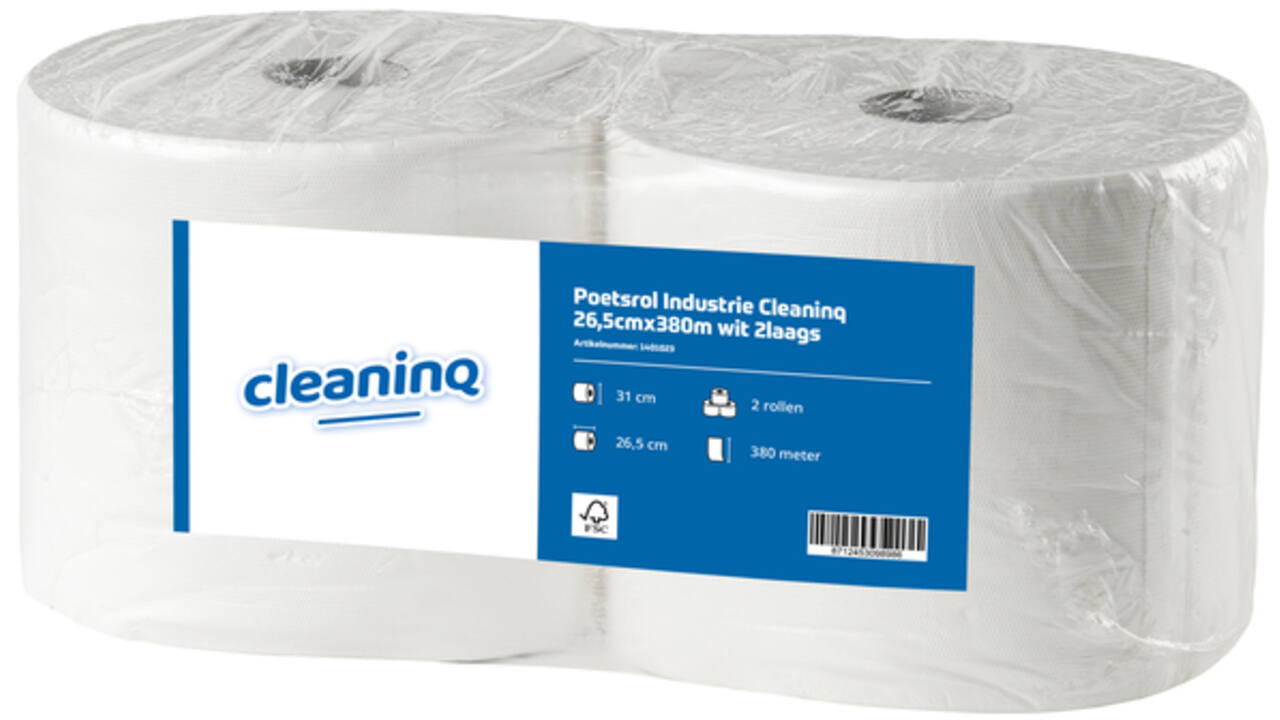 Poetsrol Industrie Cleaninq 26,5cmx380m wit 2l