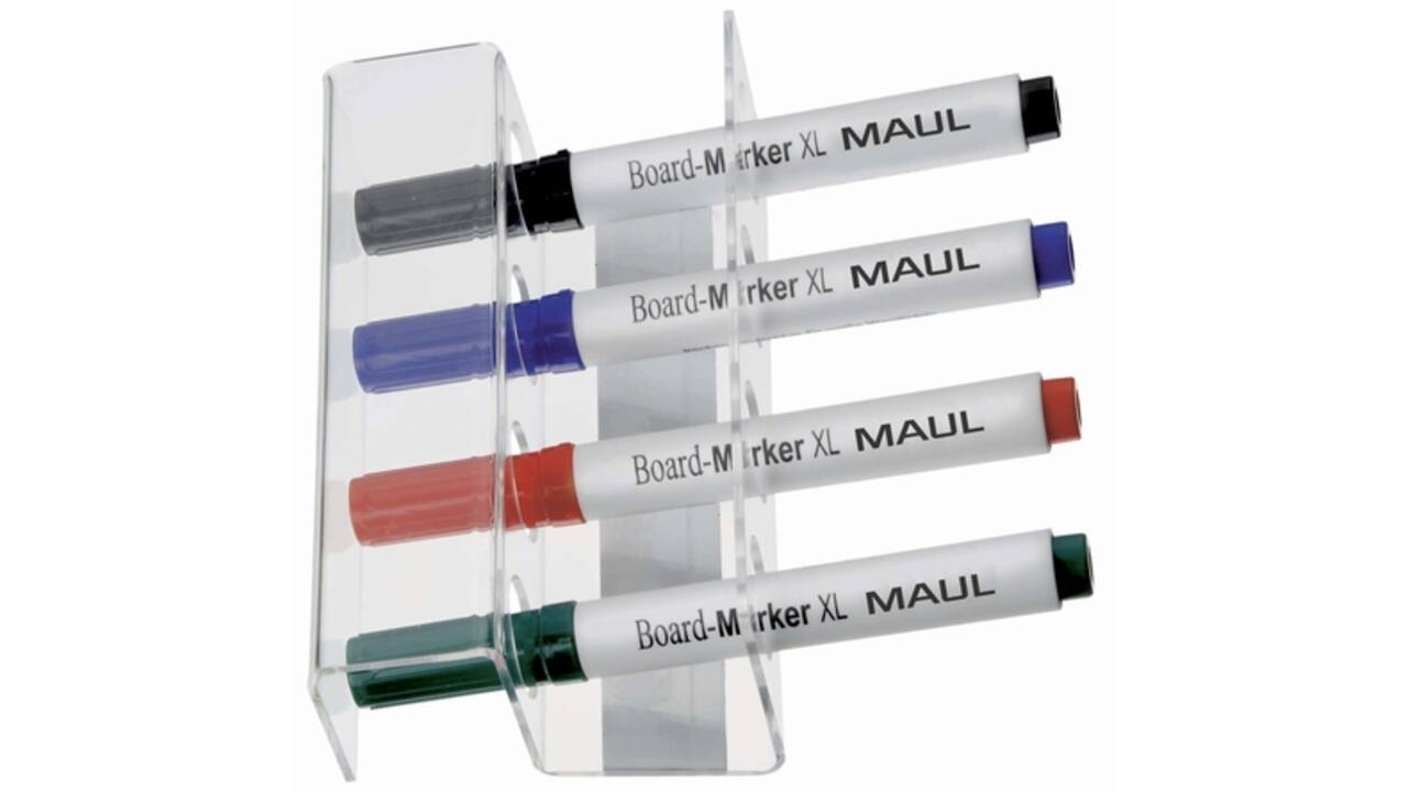 Whiteboard stifthouder MAUL universeel acryl magnetisch voor 4 stiften