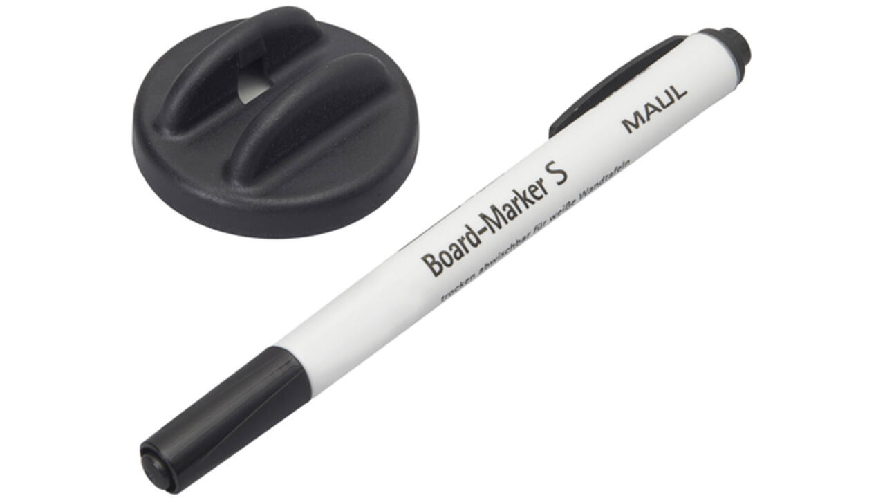 Whiteboardwisser MAUL met whitebordstift zwart magnetisch