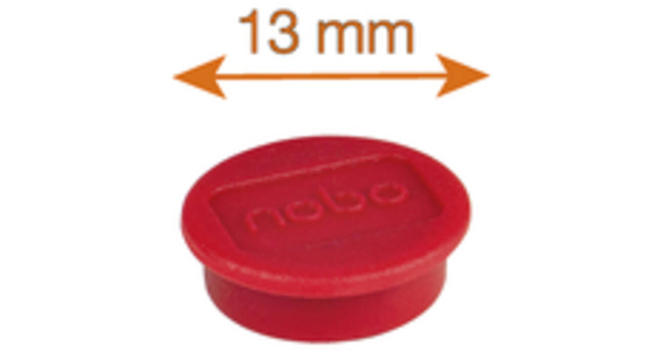 Magneet Nobo 13mm 100gr rood 10 stuks