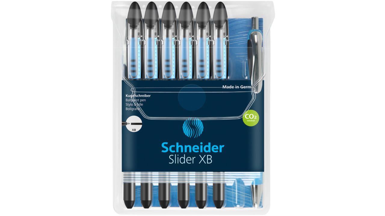 Rollerpen Schneider Slider Basic extra breed zwart met 1 balpen Rave gratis