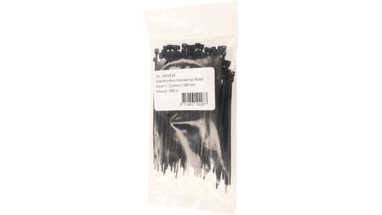 Inbindstrips IEZZY nylon 2.5x100mm D 20.5mm zwart