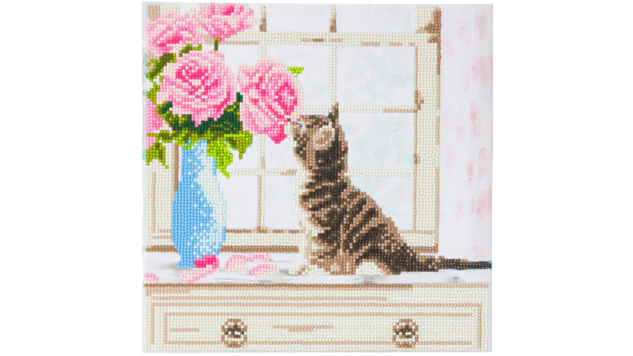 Diamondpainting Crystal Art Kit Kat 30x30cm
