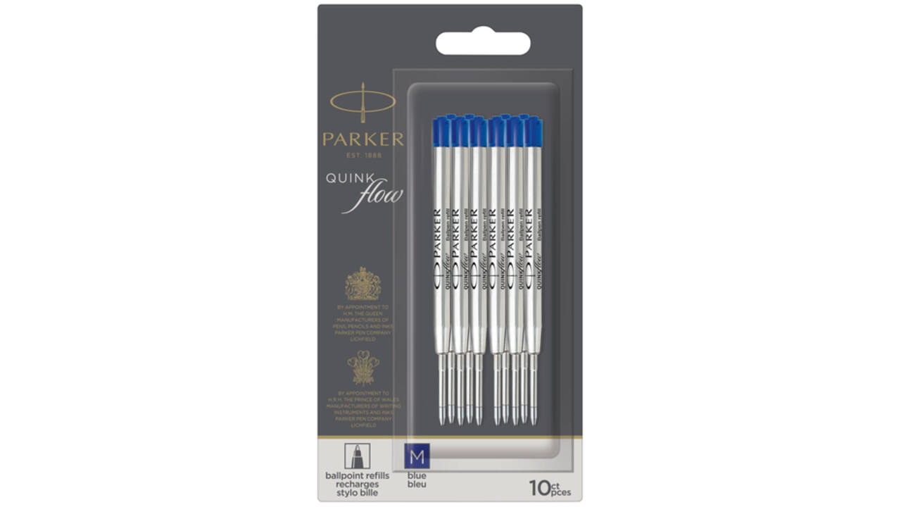 Balpenvulling Parker Quinkflow medium blauw blister à 10 stuks