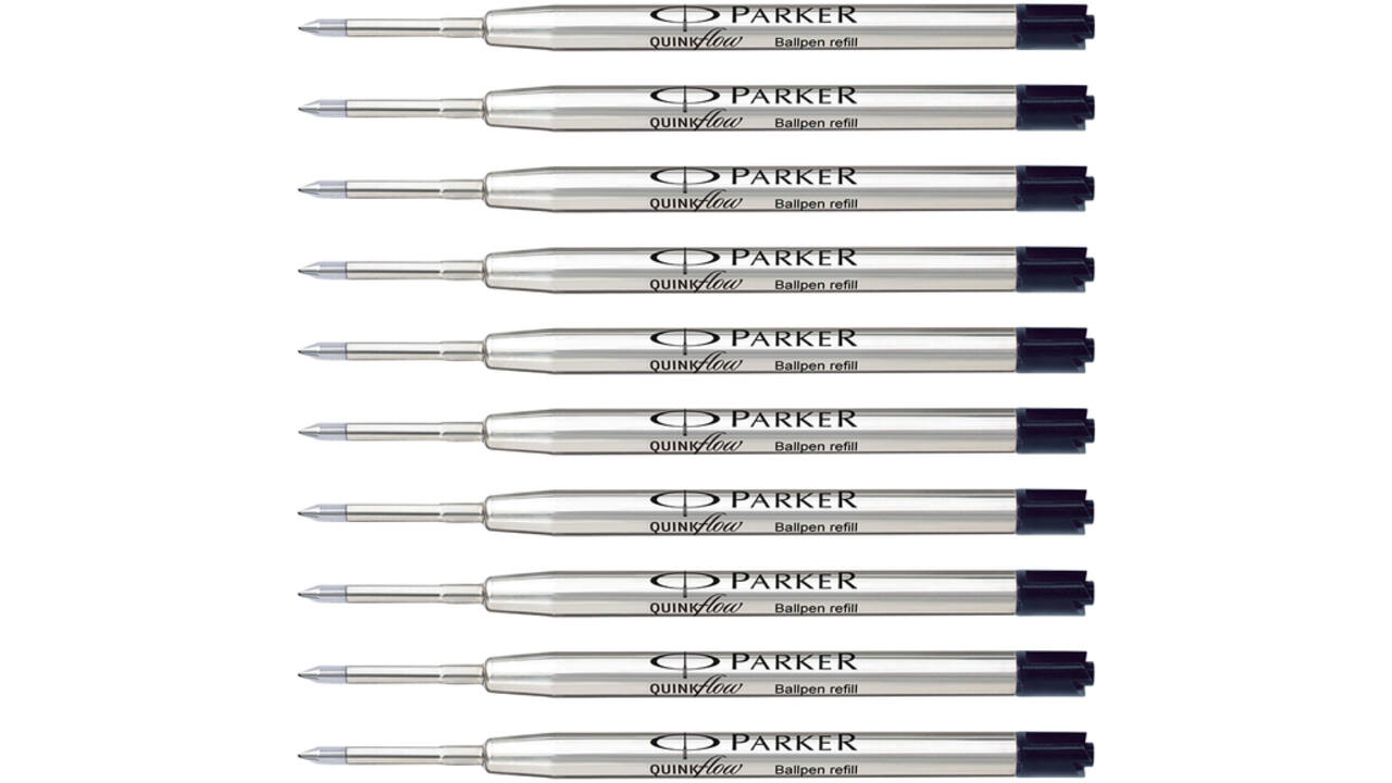 Balpenvulling Parker Quinkflow medium zwart blister à 10 stuks