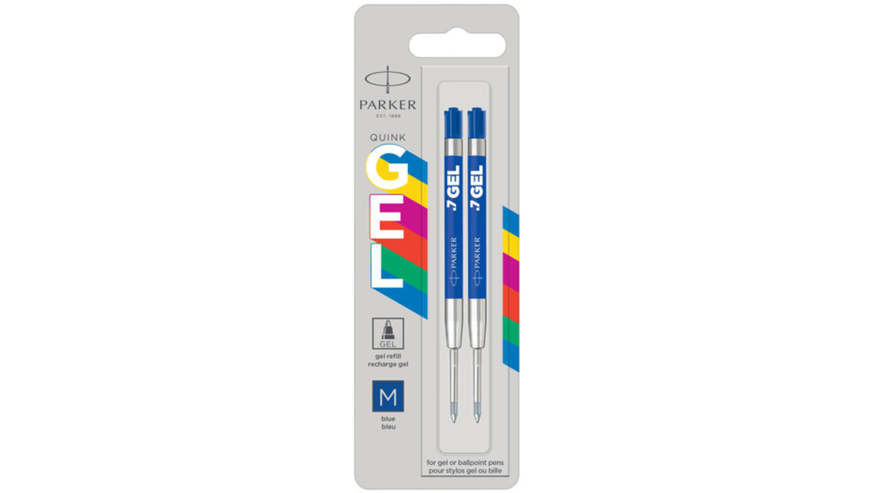 Gelschrijvervulling Parker Quink Economic medium blauw blister à 2 stuks