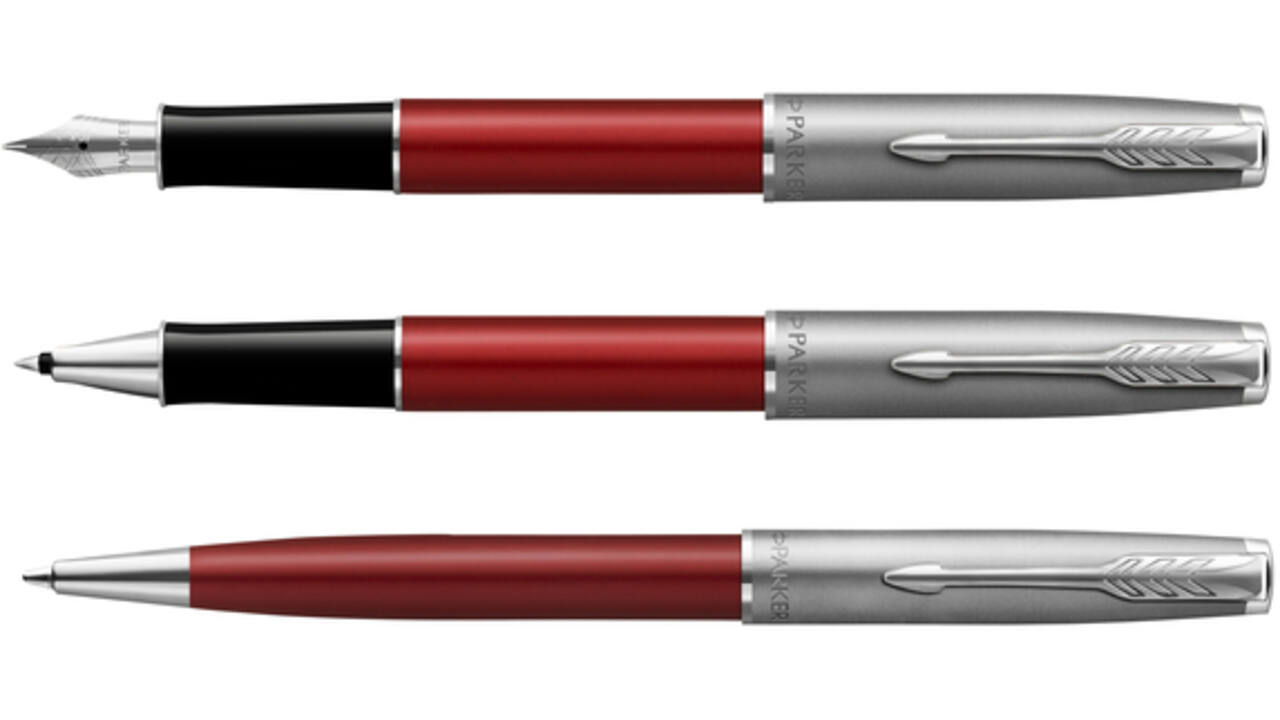 Rollerpen Parker Sonnet Sand Blasted Metal & Red Lacquer F