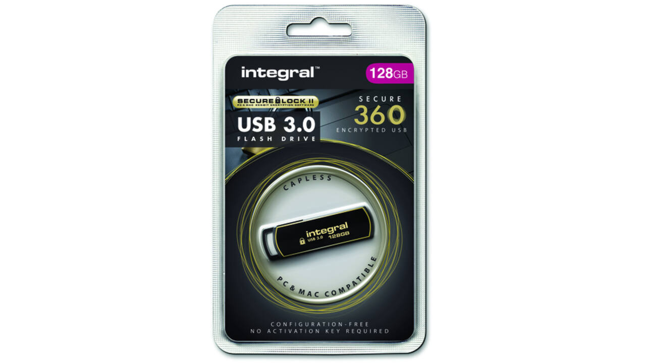 USB-stick Integral 3.0 Secure 360 128GB zwart