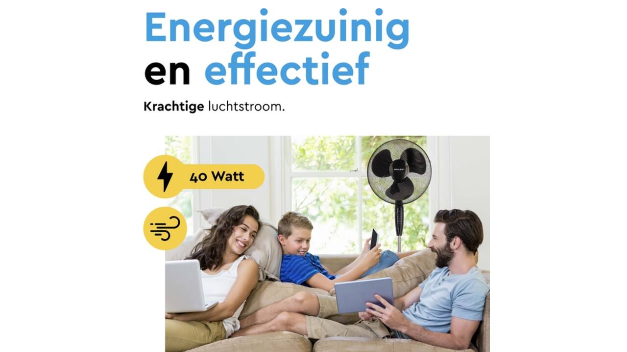 Statiefventilator BRASQ met remote Ø 40cm zwart