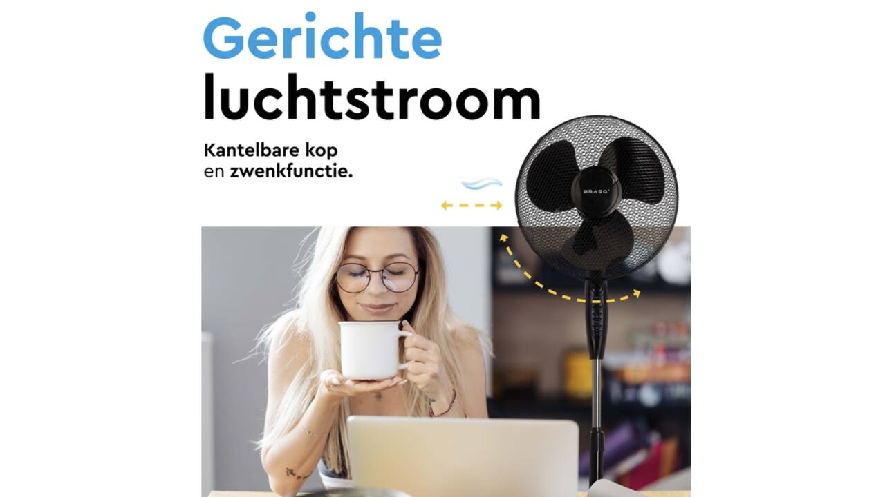 Statiefventilator BRASQ met remote Ø 40cm zwart