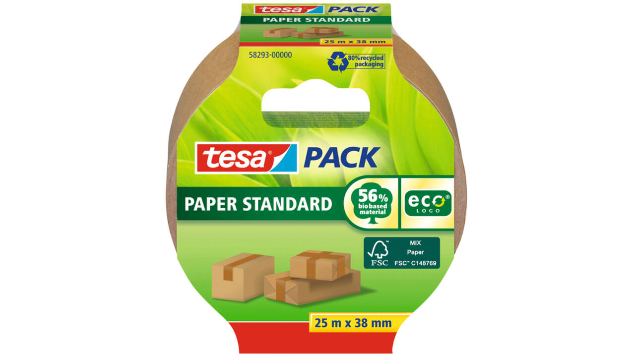 Verpakkingstape tesapack® Papier Standard ecoLogo 25mx38mm bruin
