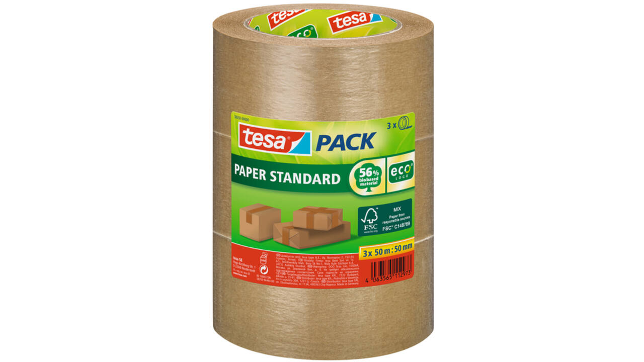Verpakkingstape tesapack® Papier Standard ecoLogo 50mx50mm bruin bundel