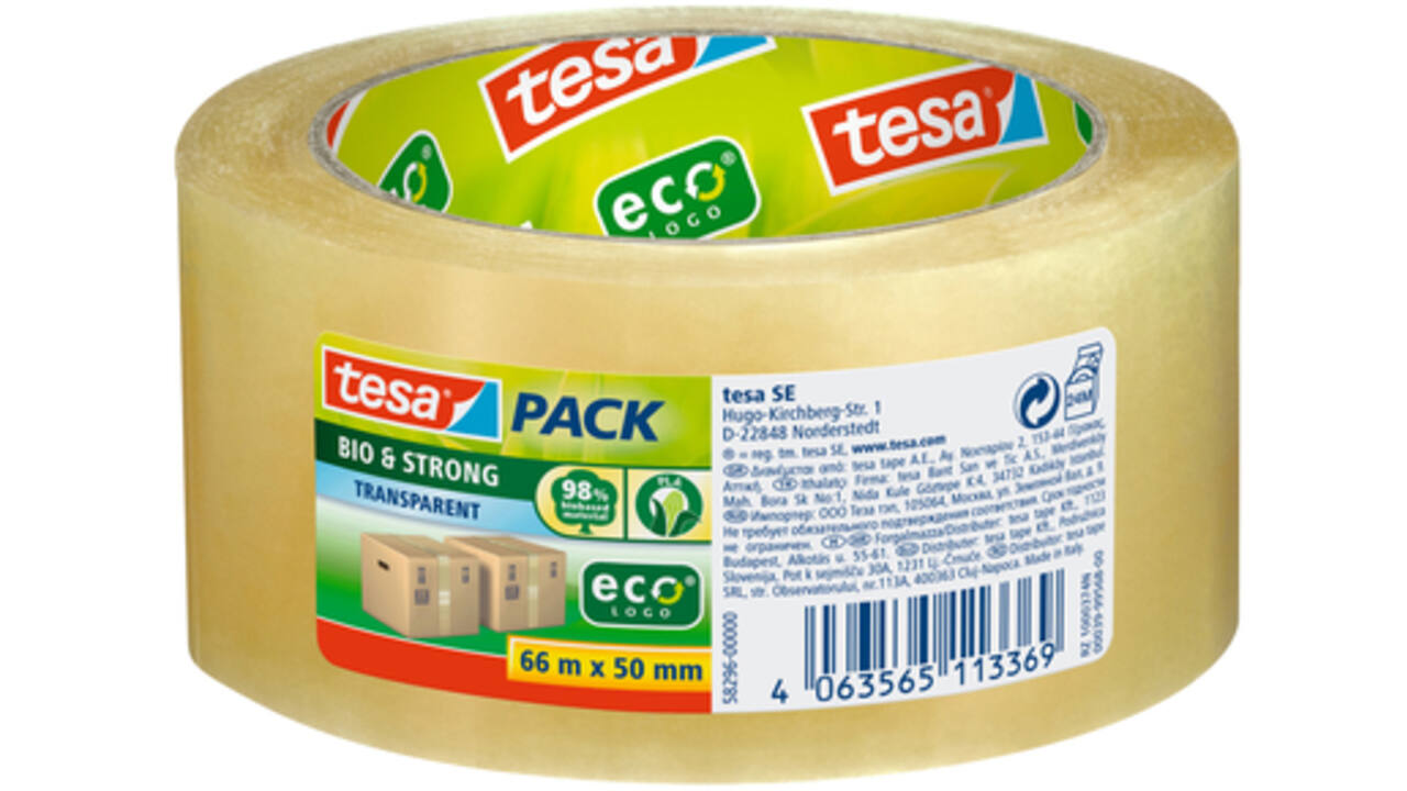 Verpakkingstape tesapack® Bio & Strong 66mx50mm transparant