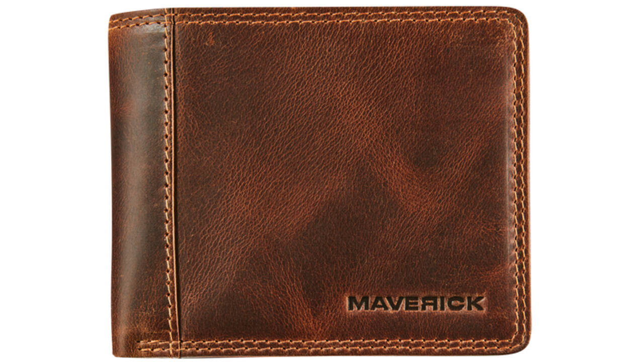 Portemonee Maverick The Original compact met kleingeldvak RFID leer bruin