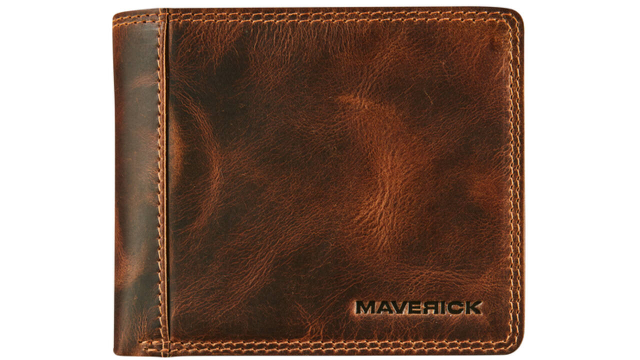 Portemonee Maverick The Original met kleingeldvak RFID leer bruin