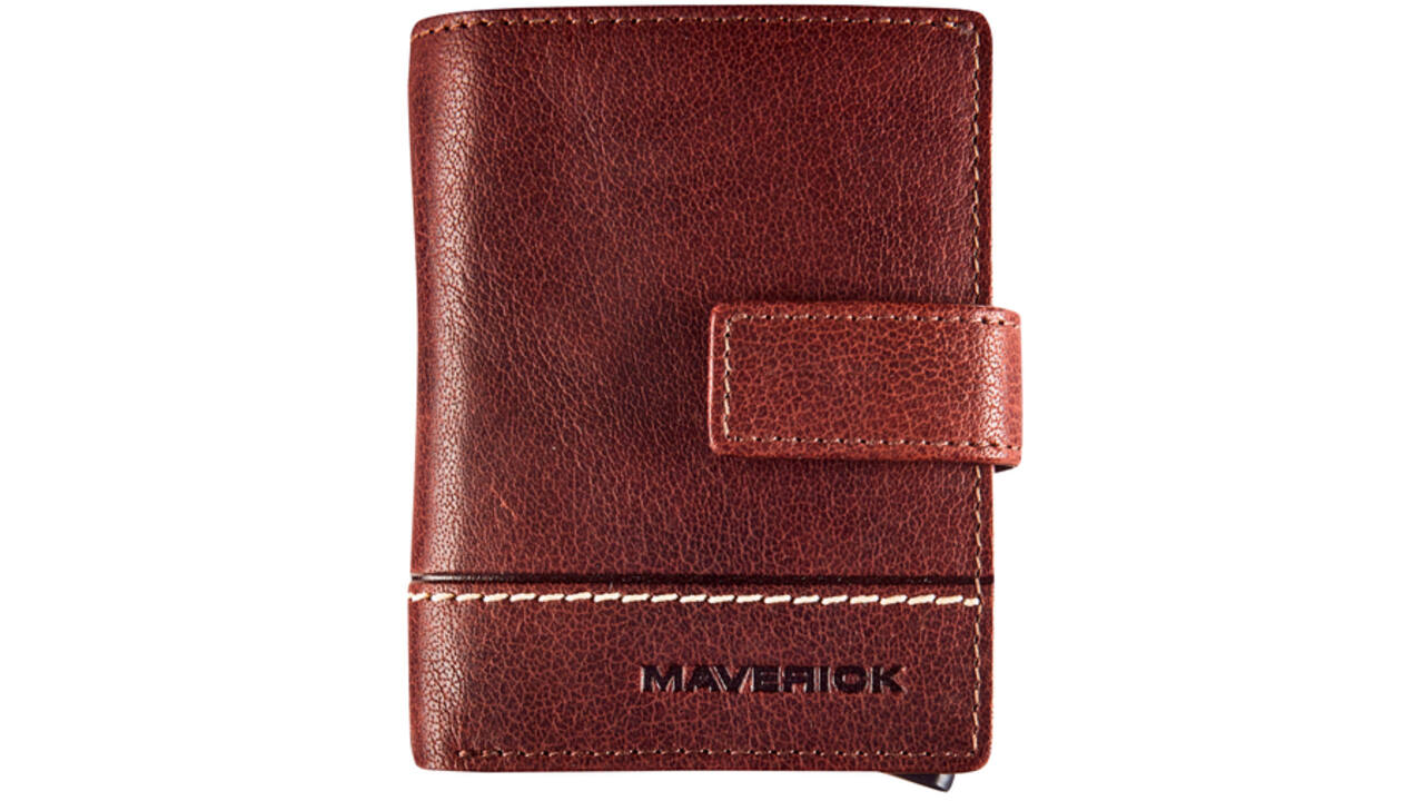 Kaarthouder Maverick Rough Gear super compact RFID leer bruin