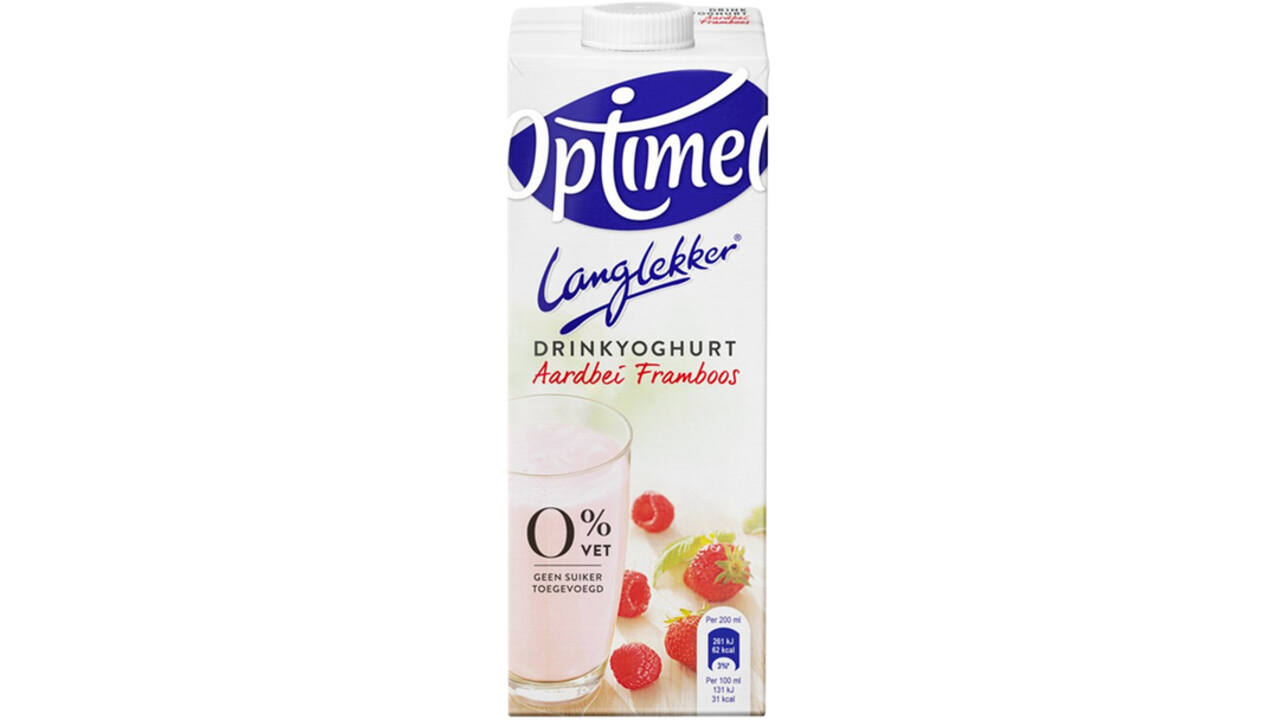 Drinkyoghurt Optimel Langlekker aardbei framboos 1liter