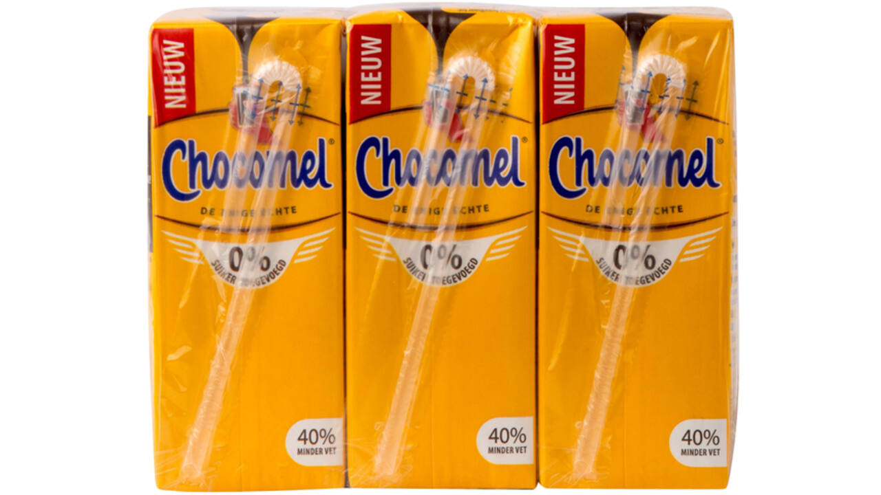 Chocolademelk Chocomel 0% toegevoegd suiker 20cl