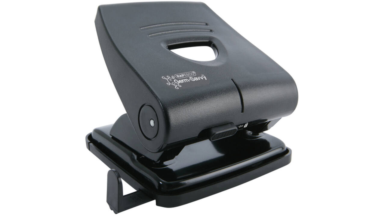 Perforator Rapesco PF827PB2 2-gaats Antibacterieel 30 vel Zwart