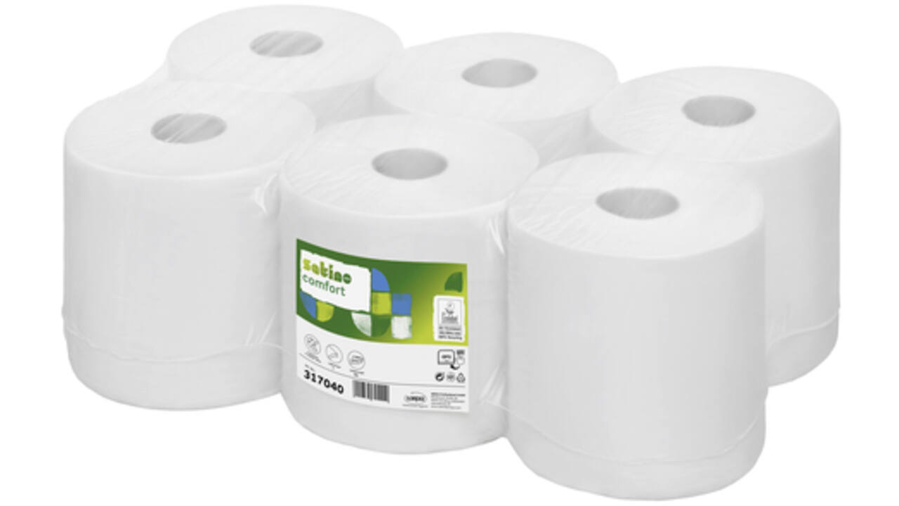 Poetspapier Satino Comfort CF1 centerfeed 1-laags 300m wit 317040
