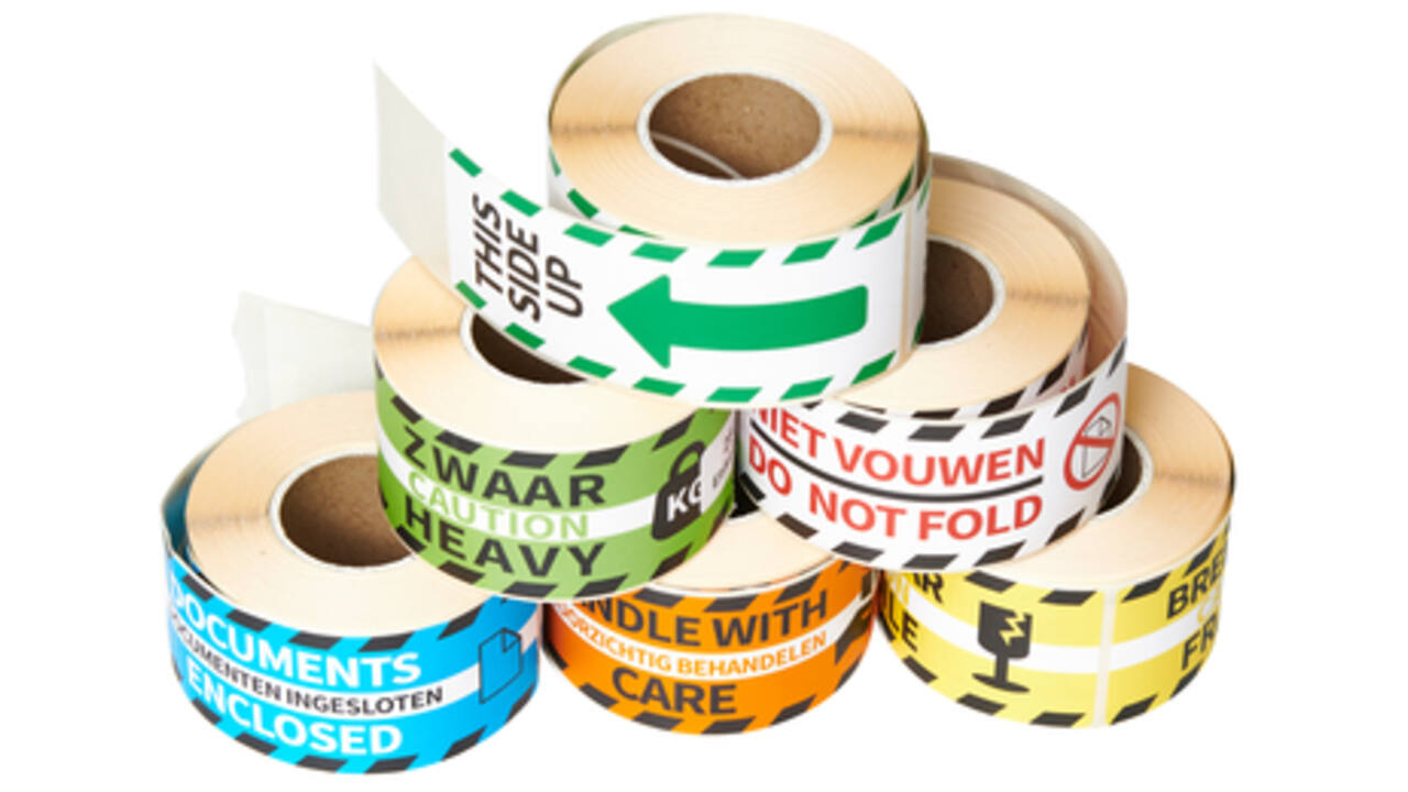 Waarschuwingsetiket Rillprint this side up 46x125mm wit groen