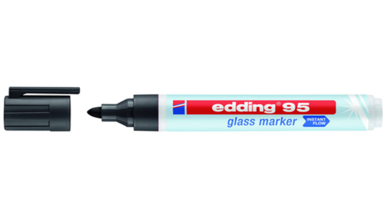 Viltstift edding 95 glasbord rond 1.5-3mm zwart