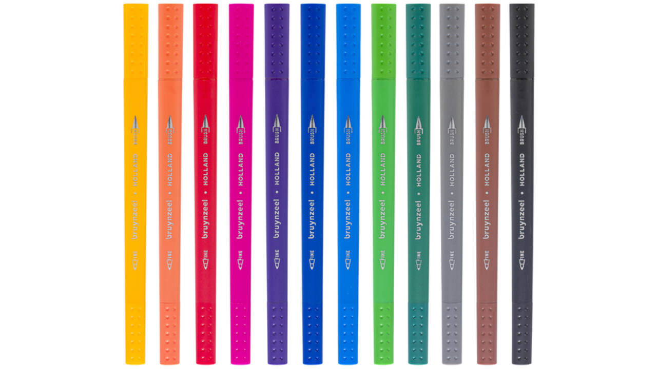 Fineliner Brush pen Bruynzeel Creatives set 12 kleuren