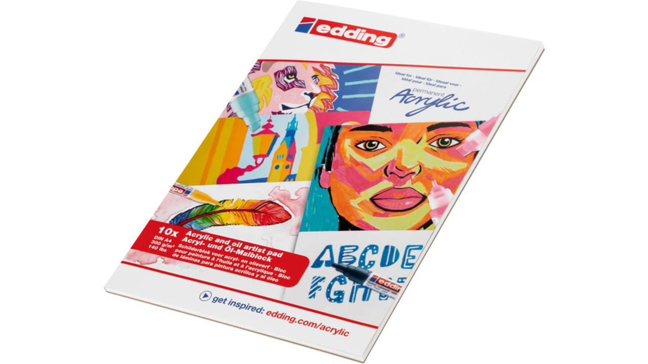 Olie- en Acrylblok edding 30010 A4 10 vel 300 gram wit