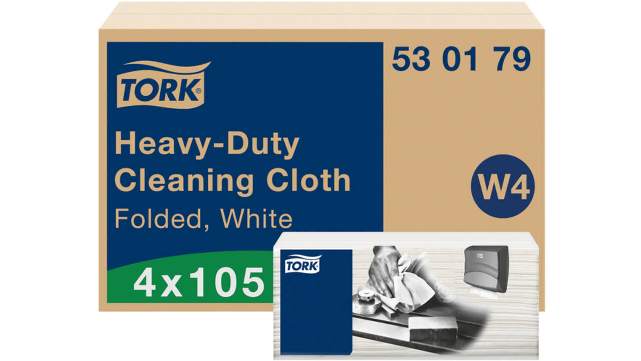 Reinigingsdoek Tork Heavy-Duty W4 multifunctioneel nonwoven 150 vel wit 530179