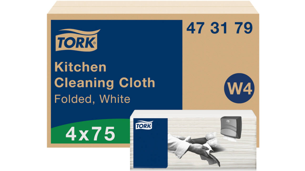 Reinigingsdoek Tork Kitchen Cleaning W4 extra absorberend wit 473179