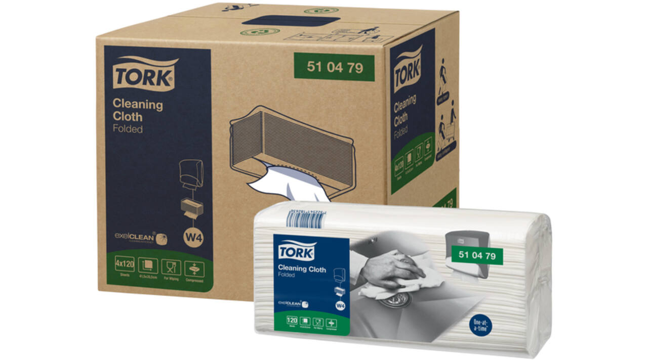 Reinigingsdoek Tork Cleaning W4 flexibel nonwoven 120st wit 510479