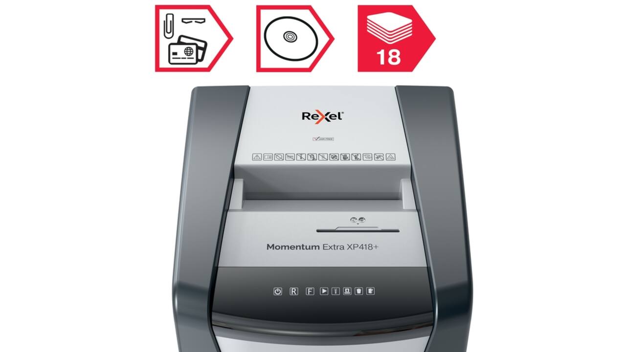 Papiervernietiger Rexel Momentum Extra XP418+ snippers 4x35mm