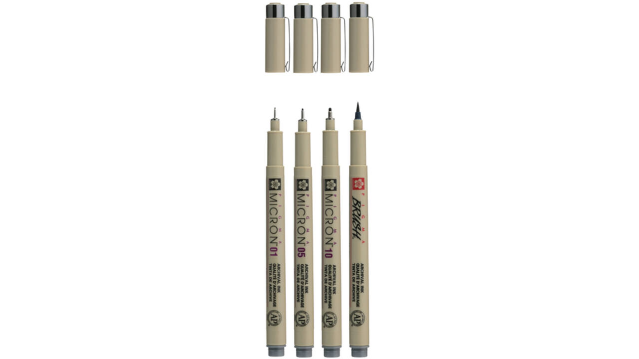 Fineliner Sakura Pigma Micron koelgrijs set 4 maten