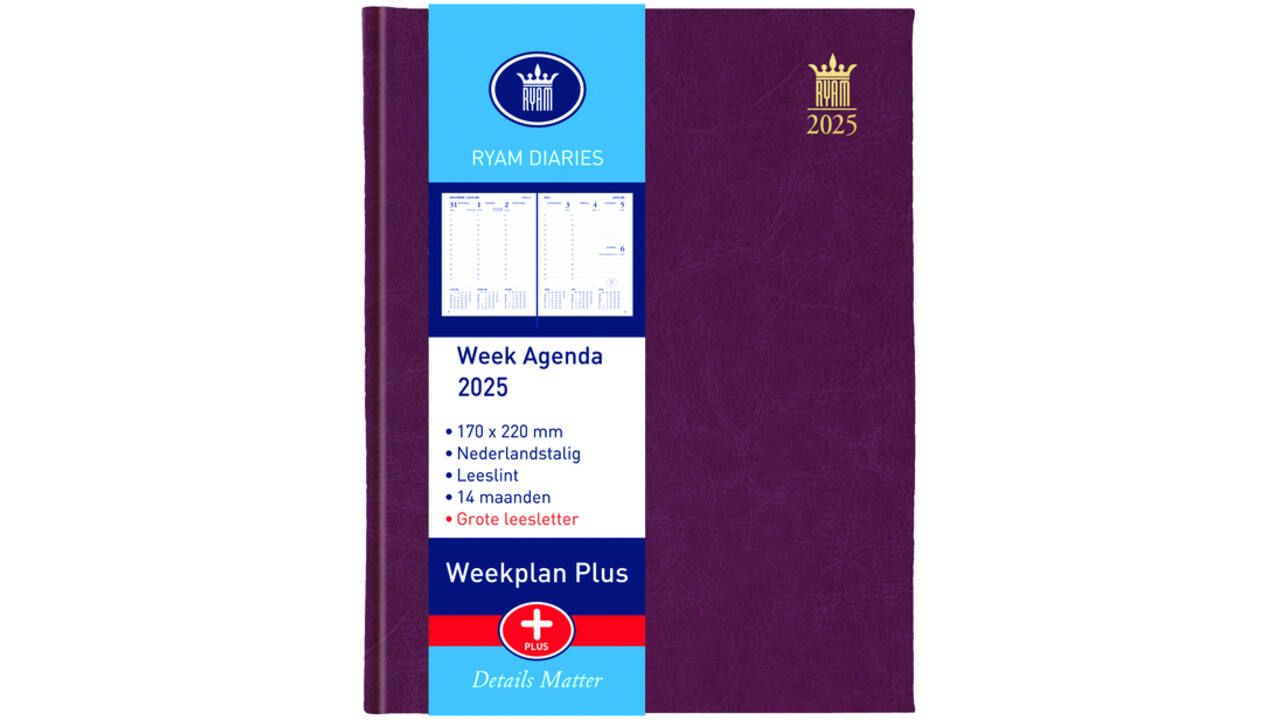 Agenda 2027 Ryam Weekplan Plus Mundior groot letter 7dagen/2pagina's assorti