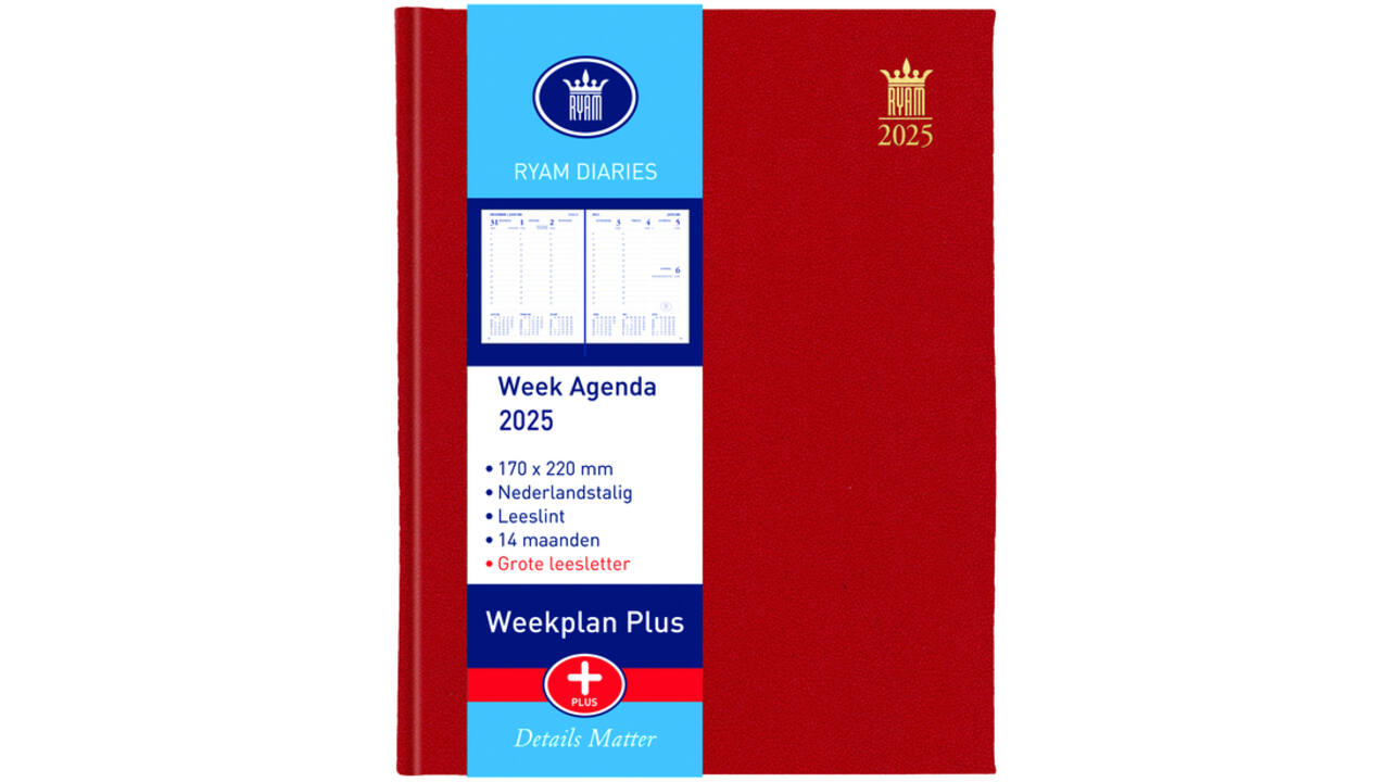 Agenda 2027 Ryam Weekplan Plus Mundior groot letter 7dagen/2pagina's assorti