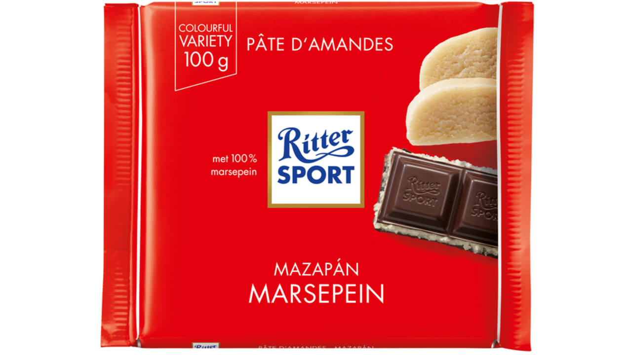 Chocolade Ritter Sport puur-marsepein 100gr