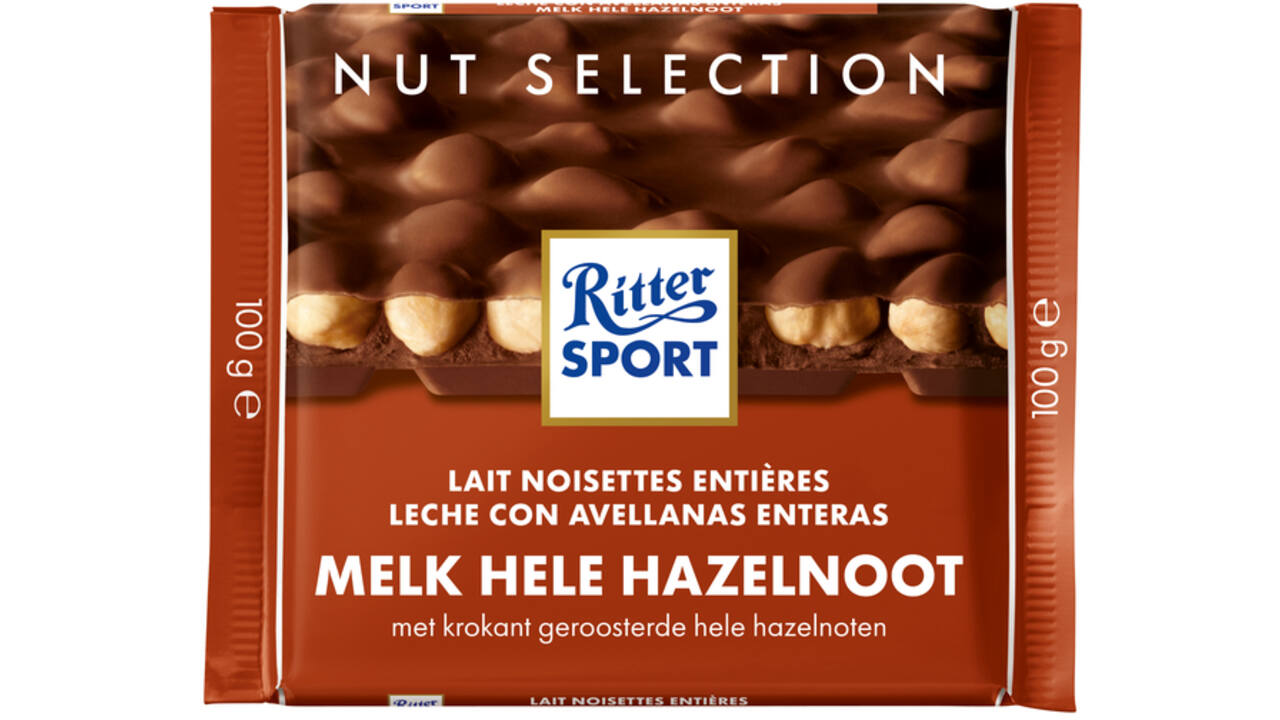 Chocolade Ritter Sport melk-hele hazelnoot 100gr