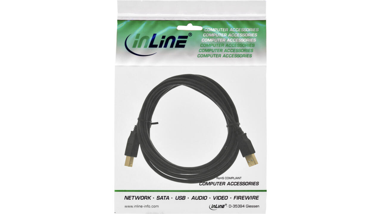 Kabel inLine verlengkabel USB-A 2.0 M/V 1,8 meter zwart