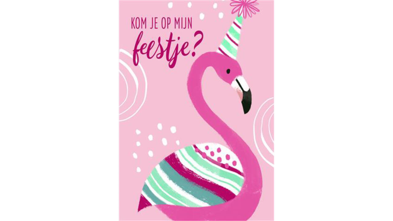 Uitnodiging Flamingo 14x9cm
